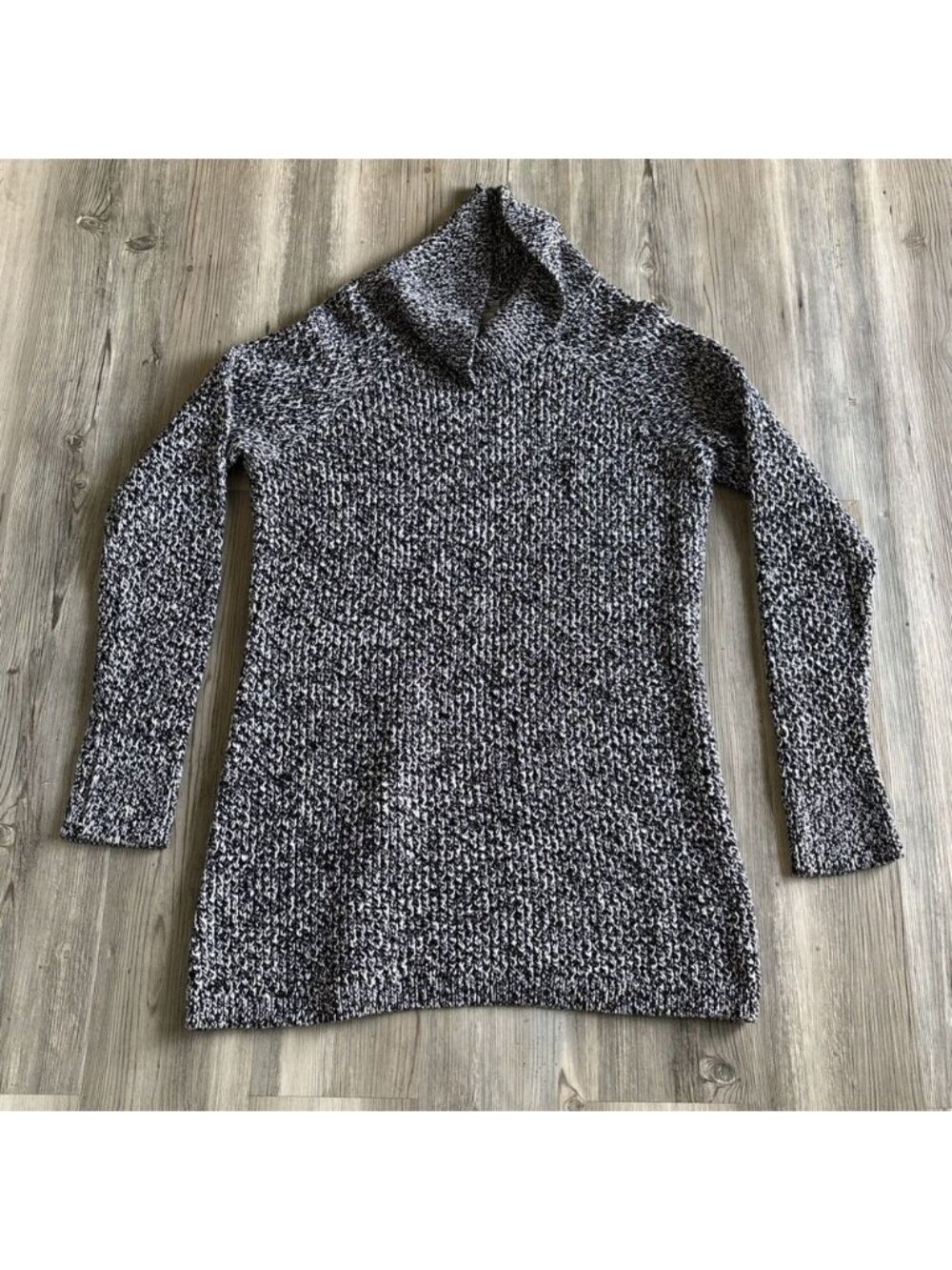 Bass black white pullover sweater Dress Cowl neck cotton blend  Size Large